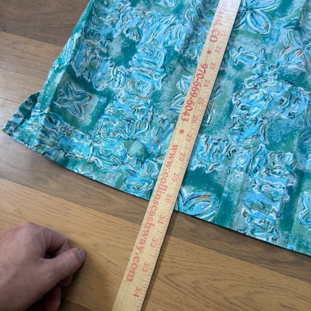 Vintage 90's Go Barefoot Trader Joes Uniform Blue Hawaiian Floral Polo Shirt L - Picture 8 of 9